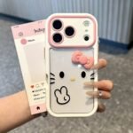 Color‑Block Cream Peace Sign Kitty iPhone Case - 图片 2