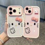 Color‑Block Cream Peace Sign Kitty iPhone Case - 图片 5