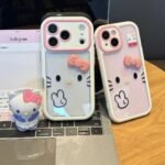 Color‑Block Cream Peace Sign Kitty iPhone Case - 图片 6
